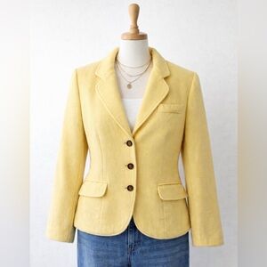 VINTAGE 90s Chadwick’s of Boston Yellow Cashmere Wool Blazer Size 6 Spring Chic